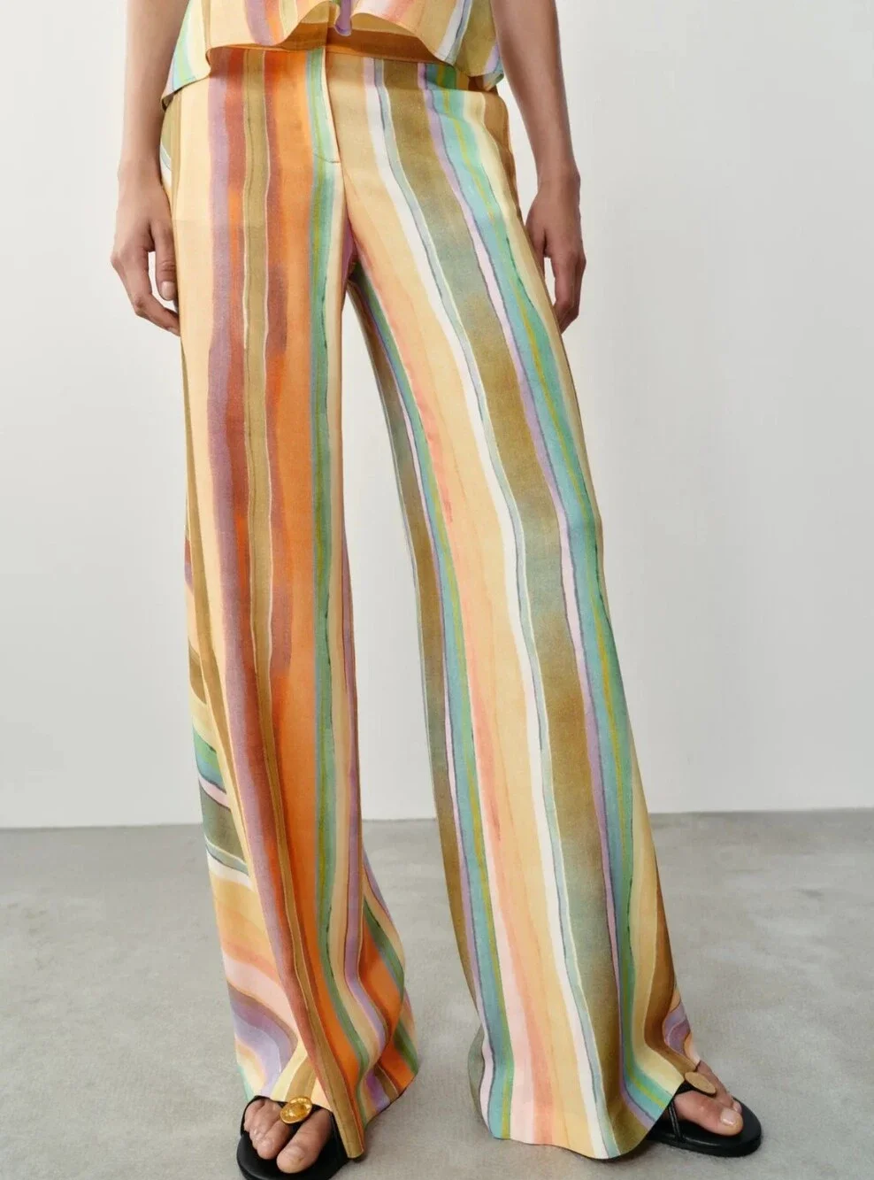 ZARA STRIPED WIDE LEG PANTS
